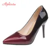 Fashion Spioste Toe Kobiety Cienkie Obcasy 10 CM Obcasy Szpilane Toe Patent Skórzany Wedding Party Shoes Kobieta