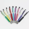 100pcs / lot Atacado Função Mutlti Metral 2 em 1 Crystal Capacitive Touch Stylus Pedrinhas Ball Pen Para Mobile Phone PC Tablet