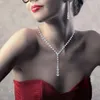 Bling Crystal Bridal Ювелирные Изделия Набор Серебристые Ожерелье Серьги Алмазные Серьги Свадебные Ювелирные Изделия Для Невесты Невестые Женские Аксессуары