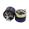 Colorful Grinders Zinc Alloy Metal Grinder 4 Layers Diameter 63mm Handle Herb Grinder Smoking Accessories GR184