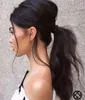 Cool Easy wet wavy ponytail hairstyle for Brunette,Wrap around clip in natural curly pony tail hairpiece 120g