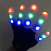 4 piller ile renkli LED Eldiven Çifti Rave Işık Parmak Aydınlatma sönen Eldiven Unisex iskelet Eldiven