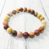 MG0308 Conjunto de pulsera con cuentas de rodonita de 8 mm, pulsera de ágatas de vena de gran dragón Natural, pulsera de jaspe Mookaite Stack9720782