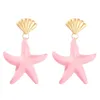 Wholesale- starfish dangle earrings for women bohemian sea star chandelier earring holiday style ear jewelry gifts 4 colors pink red blue