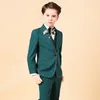 2019 새로운 녹색 3 조각 소년의 정장을 입을 수있는 키즈 웨딩 키즈 디자이너 복장 파티 파티 파티