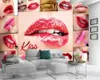 3D壁紙リビングルームすべての種類のセクシーな口紅の壁を飾る化粧品店HD装飾的な美しい壁紙