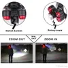 LED Headlamp Zoomable Headlight 1T6+4XPE+COB led lamp bead outdoor lighting 5 switch modes Use 2x18650 battery