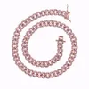 16 " 18 " couleur or rose rose cz Miami chaîne à maillons cubains rose fille femmes collier collier