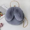 Cute Fluffy Rabbit Fur Pompoms Chain Bag Women Cartoon Rabbit Sling Bag Fluffy Bunny Shoulder Plush backpack Girls Xmas Gifts