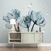 Fotoğraf Duvar Kağıdı 3D Fantezi Mavi Çiçekler Kelebek Resimleri Salon Televizyon Kanepe Yatak Odası Ev Dekorasyonu Duvar Papel De Parede 3D Boyama