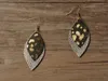 Leopard leather earrings New Designer Real leather earrings European and American leopard double-layer leaves earrings GB1013