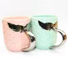 Kreativ sjöjungfru svans keramik rånar tumbler med guld silver handtag reser muggar keramisk kopp teacup kaffe mugg frukost mjölk koppar bc bh1098