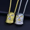 Hiphop csgo hänge halsband män punk stil 18k legering guld silver pläterad mask huvud charm hänge högkvalitativt kubansk kedja275g