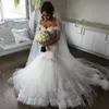 Modest Sweetheart Mermaid Wedding Dresses Appliques Lace Tulle Court Train Plus Size Wedding Dress Bridal Gowns Vestidos De Noiva Robe