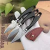 Cuchillo de cocina de hoja fija de Damasco pequeño VG10-cuchillo de acero de Damasco mango de ébano cuchillos de fruta con funda de cuero