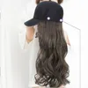 2019 baseballmössa med syntetisk hårförlängning brun svartgrå lång lockigt hårförlängning med baseballmössa kvinnlig wig6020680