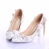 Bout pointu talons hauts nouveauté chaussures de mariage en perles blanches chaussures mère de la mariée strass chaussures de Performance confortables