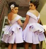 Lavanda Vestidos de dama de honor Hasta la rodilla Hasta el suelo Verano Jardín Campo Fiesta de bodas Vestidos de dama de honor Tallas grandes Personalizado 301A