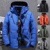 Men Down Jackets Warm Hooded Coat Lange Mouw Bladbaar Winddicht Warm Witte Donder Down Jacket Tops voor winterbuiten klimmen