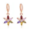 5 paia 1 lotto all'ingrosso multicolore cubic zirconia gemme di cristallo orecchini pendenti in oro rosa per le donne orecchini da sposa