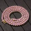 Мода дюйм 4мм замороженный из цепи ожерелья для мужчин женщин роскоши дизайнера розовых побрякушек алмазов ожерелье золото серебра теннис ювелирных изделия цепи подарок