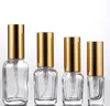 Top ventes 10ml 20ml 30ml 50ml 100ml Vider Atomiseur Vaporisateur Parfums Bouteilles en verre transparent rechargeable bouteille en verre cosmétique avec bouchon d'or