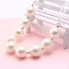 Baby Imitacja Pearl Chunky Bubblegum Koraliki Naszyjnik Moda Dziewczyny Dzieci Handmade Biżuteria Regulowany Łańcuch Lina