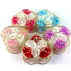 6pcs Artificial Rose Soap Flower Petal with Iron Basket Birthday Valentine Mothers Day Wedding Gift Rose Flowers