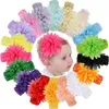 18 st Baby Girls Headbands Chiffon Flower Soft Strecth Hårband Hårtillbehör För Baby Girls Nyfödda Spädbarn Smycken 922