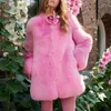 Шуба женская, розовая, зеленая, черная, 6 цветов, S-4xl, искусственная куртка больших размеров, осенне-зимняя модная свободная теплая одежда Cx979