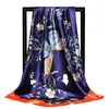 Vente en gros - SHUI Polyester Scarf Women's Fashion butterflly Pattern Large Square Satin Headscarf 90 * 90cm