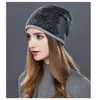 Mode-winter hoed gebreide wol mutsen vrouwelijke mode bloem print skullies casual outdoor skipappen dikke warme hoeden