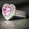 2020 nuove donne anelli di nozze moda argento rosa cuore pietra preziosa anelli di fidanzamento gioielli anello di diamanti simulati per la cerimonia nuziale320b