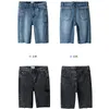 Nieuw ontwerp dames zomer bodycon tuniek slanke taille denim jeans gescheurde gaten patchwork knielengte vijfde broek half lange trous227M