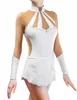 vestido branco rítmica serviço LIUHUO OEM das mulheres brilhantes folha de strass ginástica leotards novos designs para meninas