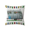 Happy Campers Cushion Cover 44 * 44cm Linnen Kussensloop Camping Auto Kantoor Bed Couch Home Decoration Sierkussensloop