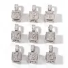 Mens Hip Hop -smycken Iced Out Initial Letter Halsband Pendant Gold Silver Cube Dice Hiphop Halsband282y