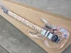 Factory Custom Acylic Electric Guitar With 7 Colors LED Light,Floyd Rose Bridge,Chrome Hardware,Maple Fretboard,Can be customized