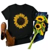 Sunflower Printing T-shirt Women O-neck Short Sleeved Tops Plus Size Tee Shirt Femme Camiseta Mujer