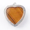 WOJIAER Love Heart Gem Stones Charm Pendant Bohemian Style Women Jewellery Natural Turquoise Lapis Lazuli Crystal Stone BN316