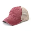 Ponytail Baseball Cap 10 Colors Cotton Messy Bun Washed Baseball Hats Summer Sport Sun Hats OOA7626-5