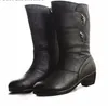 Hot Sale-Boots Kvinnors Skor Kvinna Casual Kvinna Plush Winter Gummi Solor Round Zipper Mid Calf Läder GZXM5222-7