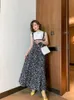 2020 الصيف xiaozhongchao العلامة التجارية الجديدة مزاج المرأة سم الوقوف طوق الرباط أعلى + طباعة تنورة كبيرة تقسيم مع عودة تنورة اثنين من قطعة بدلة