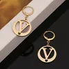 Stainless Steel Gold Color Initial Alphabet Earring Monogram Trendy Round Jewelry Letters Pendant Earring From A-Z (V)