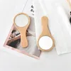 Wooden Hand Makeup Mirror Vintage Portable Hand Held Mirror Natural Wood Cosmetic Mirrors for Party Favor Wedding Gift