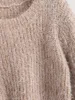 Zaful Pulloverファジーヘザースウェーターフフリのフェイクの毛皮の短いラウンドネック弾性毎日の女性のセーター秋冬のプルオーバートップス