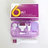 6in1 Microneedle Derma Roller Kit Titanium Dermaroller Micro Agulha Rolo Facial Para Tratamento Corpo Rosto do Olho Escova Limpa Facial