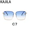 Nuovo arrivo 2019 occhiali da sole ape quadrati oversize occhiali da sole sfumati con montatura in metallo di marca da donna occhiali da sole per donnaUV400 1843