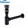 VOURUNA Matte Black Bottle Trap&Pop Up Waste Basin Drainer