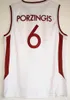 NCAA LATVIJA KRISTAPS #6 PORZINGIS BASKABALL JERSEY Billiga Herr Kristaps 6 Porzingis Vintage White Stitched Basketball Shirts S-XXL